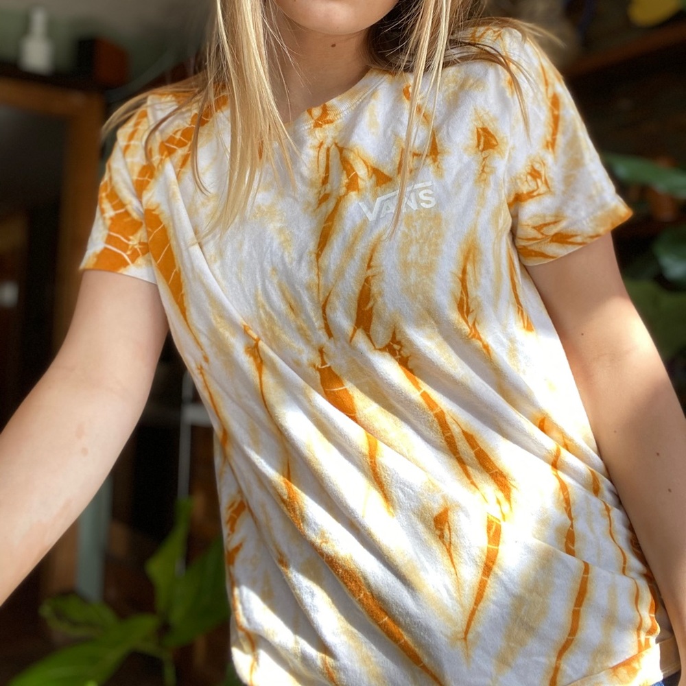 Yellow tie dye vans t shirt